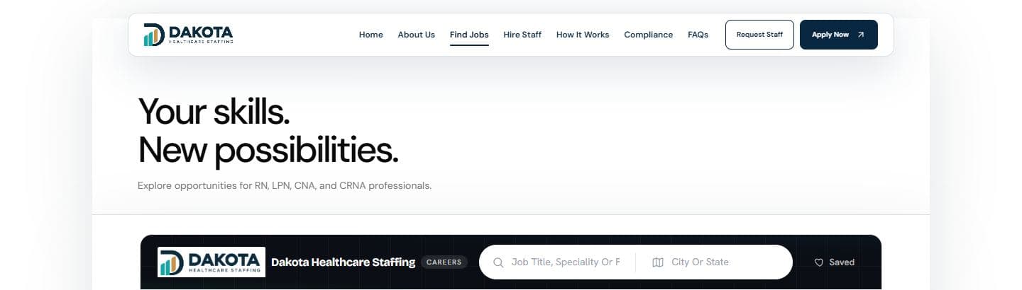 Dakota Find Jobs page with the Vars Health job board embedded