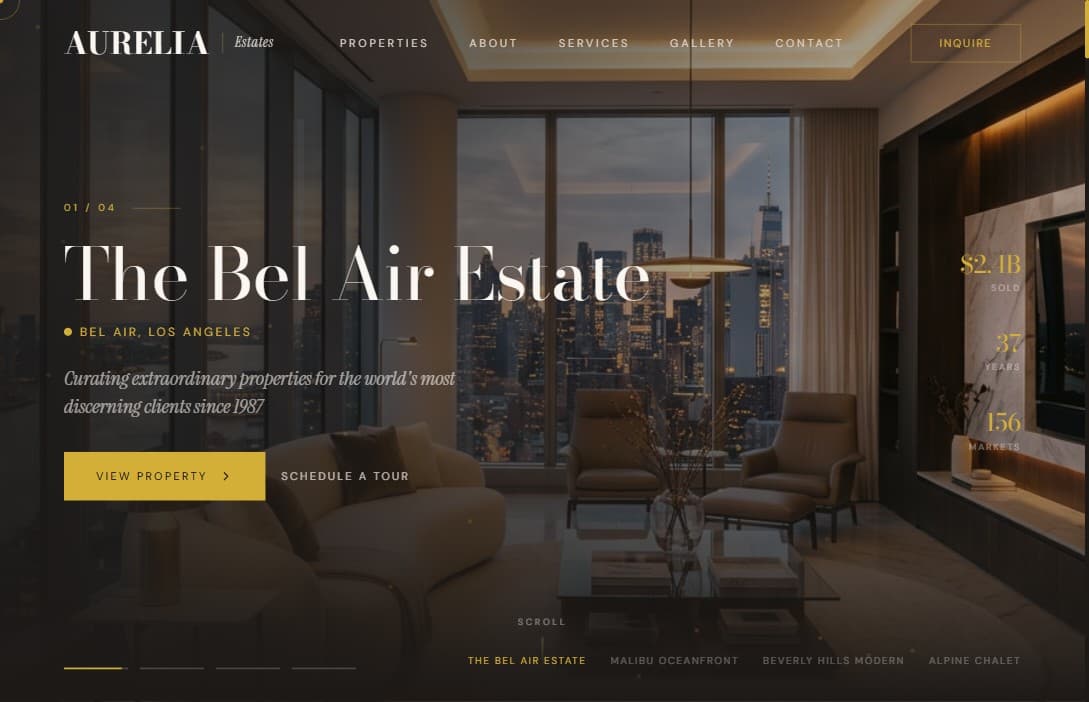 Aurelia Estates Slideshow website