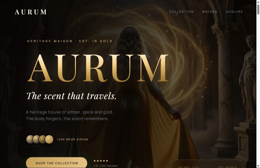 AURUM Luxury Perfume website