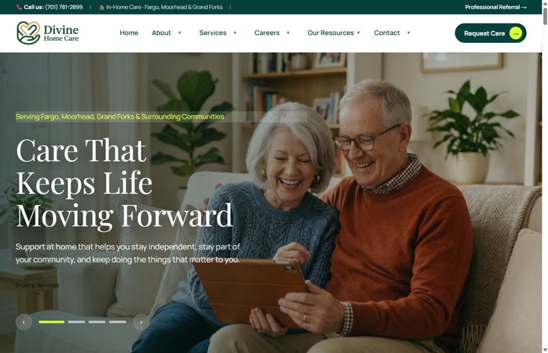 Divine Home Care website