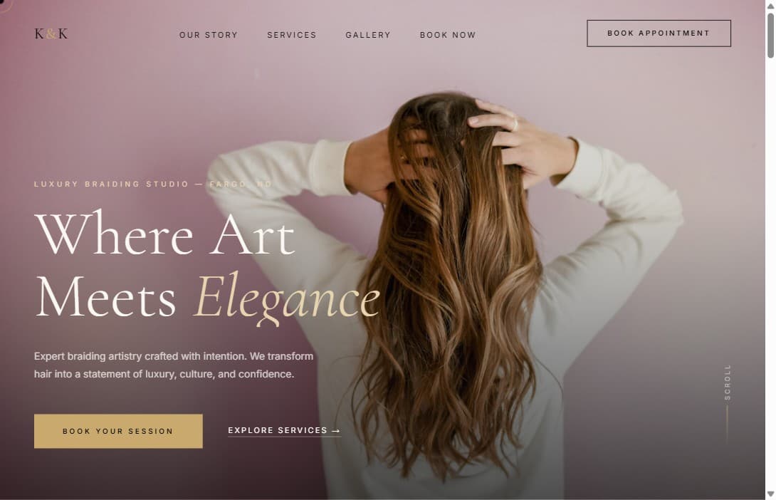 K&K Braiding Boutique Salon website
