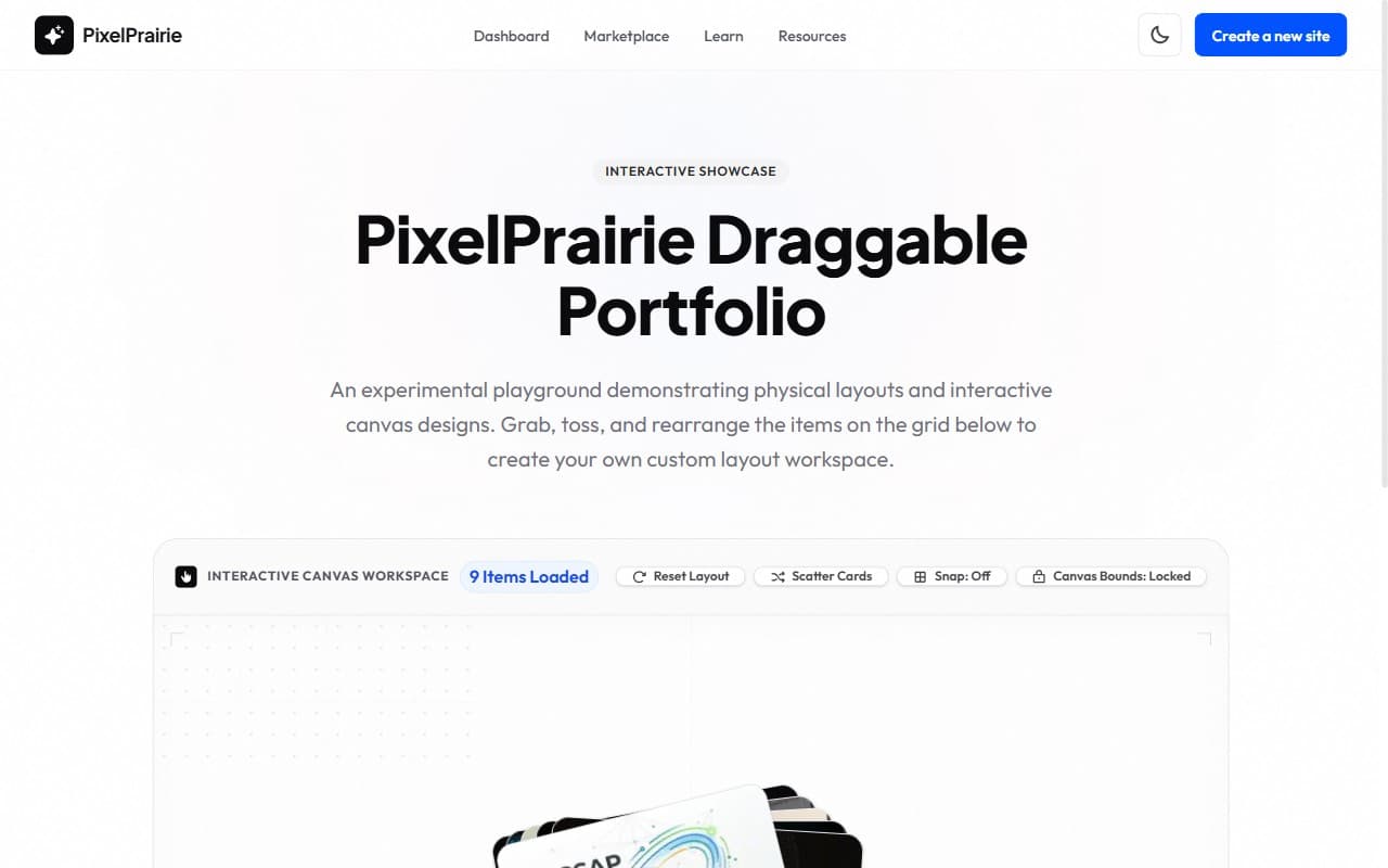 Draggable Portfolio website
